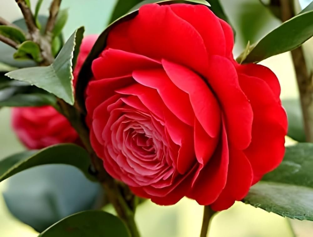 ATIRDA Live Rare Red Hybrid Camellia | Healthy Flowering Plant (2-2.5 ft) With pot